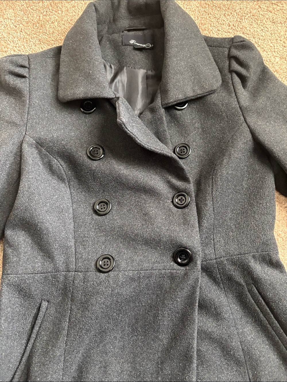 EUC forever 21 grey peacoat size small - Picture 5 of 7